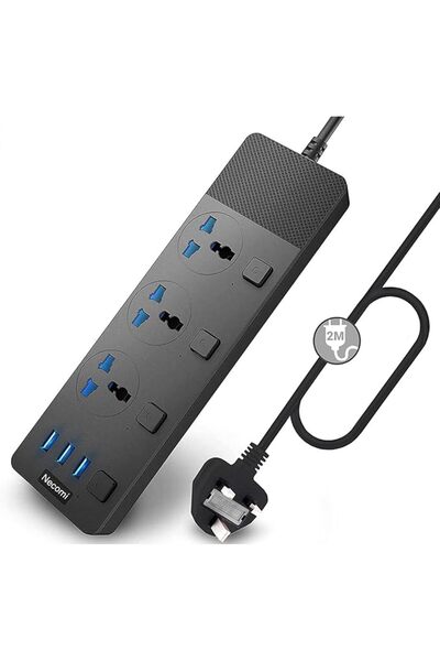 NECOMIC Necomi Power Strips Extension Lead Outlets with 4 (3.1A) USB Hub, 6 G...