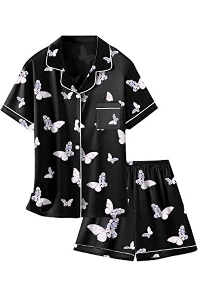 GENERAL Schbbbta Girls Boys Satin Pajamas Set, 2Piece Silk Nightwear Button-D...
