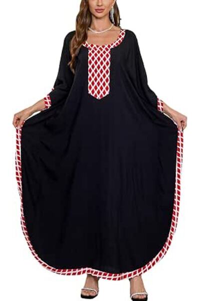YouKD Maxi Dress V-Neck Kaftan Boho Robes Beach Cover-ups Dress Maxi Garment ...
