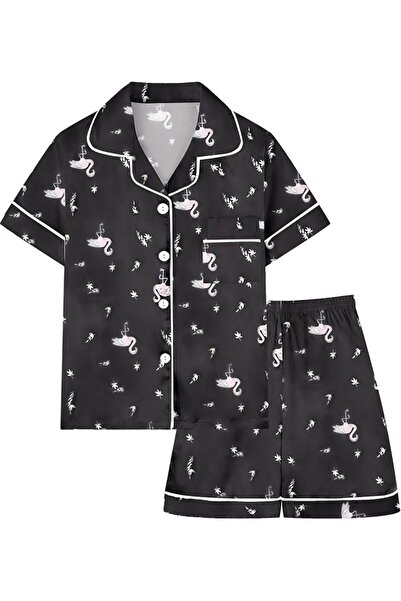 GENERAL Schbbbta Girls Boys Satin Pajamas Set, 2Piece Silk Nightwear Button-D...