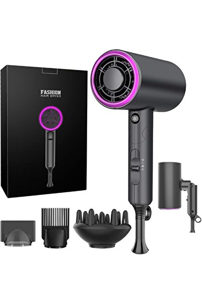 Oxsaytee 1800W Ionic Foldable Hair Dryer 3 Heat 2 Speed Cool Shot with Diffus...