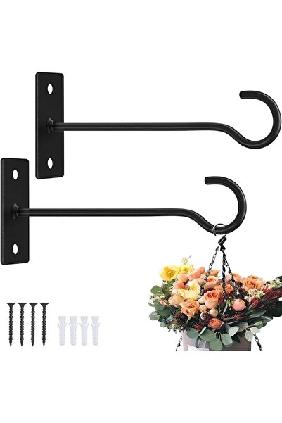 GENERAL Metal Plant Wall Hooks 2Pack Indoor Outdoor Hanging Brackets Black 6I...