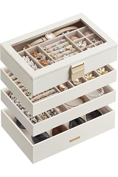 SONGMICS GISELLA Collection - Stackable Jewellery Trays, 4-Tier Jewellery Box...