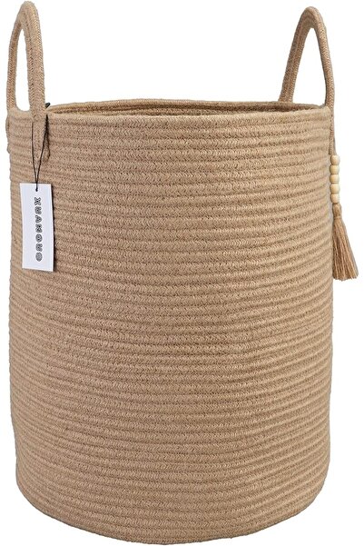 XUANGUO Cotton Rope Laundry Basket Hamper for Clothes Woven Storage Basket fo...