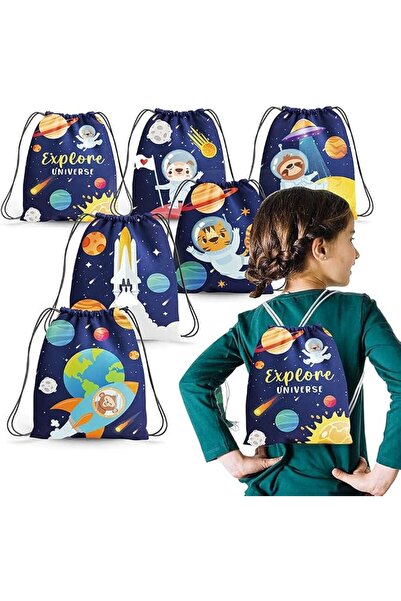 NALACAL Space Party Favor Drawstring Bags, 6 Pcs Goodies Bags for Kids' Birth...