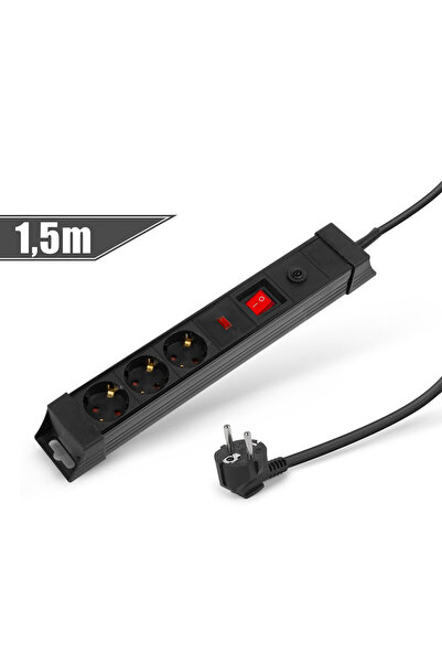 Alista Home 6-socket Schuko Extension Cord, 1.5m, Overvoltage Protection, Swi...
