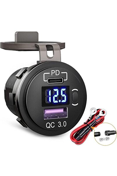 KOWVOWZ مقبس شحن سريع من النوع C بتقنية PD و QC 3.0، منفذ USB للشحن السريع 12...