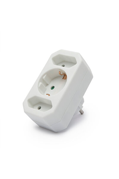 Alista Home Triple Wall Adapter, 1+2 Sockets, with Grounding and Child Protec...
