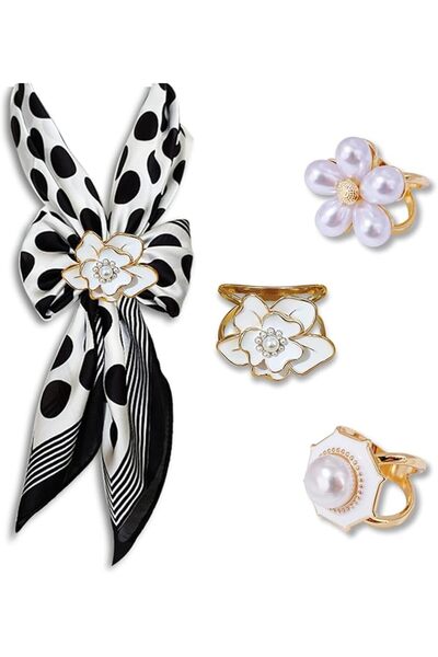 GENERAL 3pcs Fashion Scarf Ring Clip 3 Rings Silk Scarves Clip For Women Shaw...