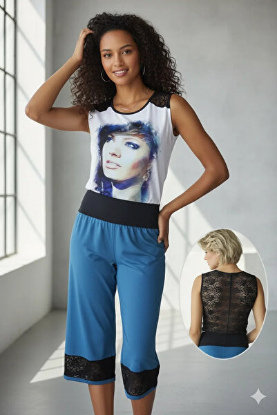 Mariposa Secret Women's Face Printed Capri Set 2678