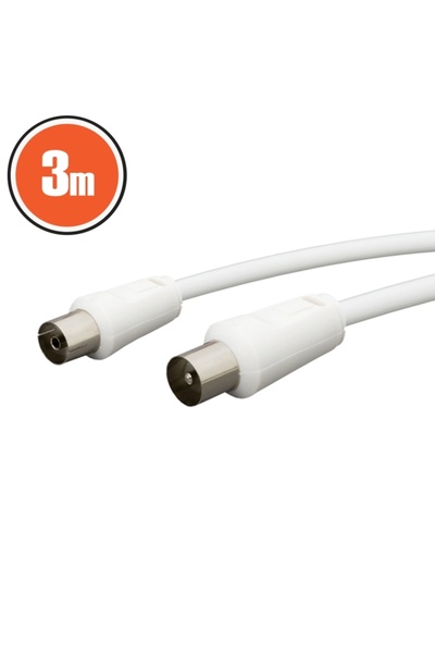 Alista Home Cablu coaxial TV tată-mamă, 3m, alb, pentru antenă TV