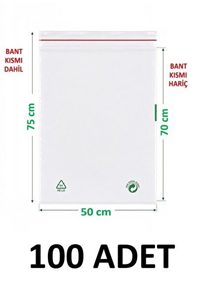 MTKardeşler 50X70+5 cm Transparent Green Recyclable Adhesive Large Nylon Bag ...