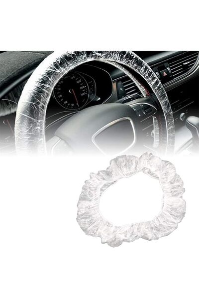 AZONEE 100 Pcs Disposable Steering Wheel Covers, Plastic Elastic Pull Handle ...