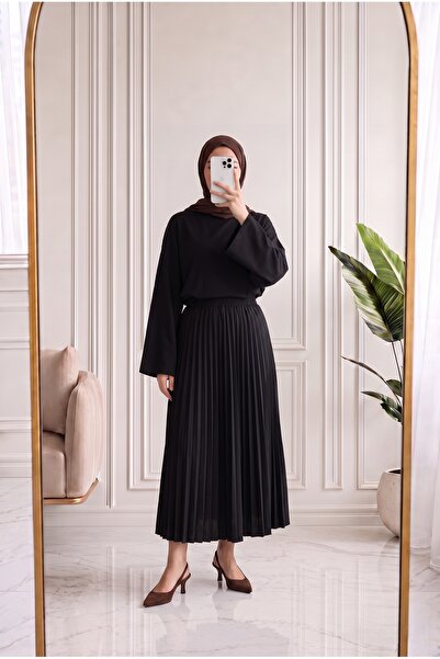 MİHRA STORE Zeray Wide Sleeve Plain Tunic-Mf1915 Black