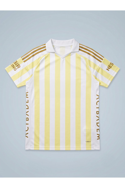 Genel Markalar Sarı Beyaz Çizgili Polo Yaka Kısa Kollu Unisex Forma - Altın D...