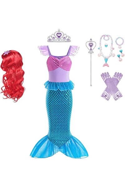 KOWVOWZ Little Girls Mermaid Costume, Princess Mermaid Ariel Costume with Acc...