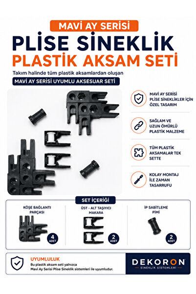 Mavi Ay Serisi Plise Sineklik Plastik Aksam Seti Aksesuar Yedek Parça Takımı