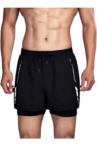 Generic Men's Swimming Shorts with Liner Mens Swimming Trunks 2 in 1 Swim Sho...