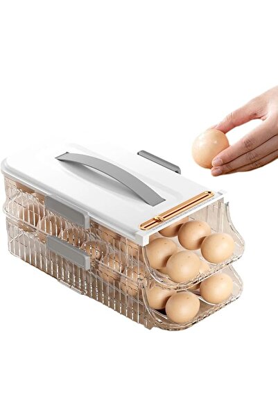 GENERAL Egg Holder for Fridge,Automatic Rolling Egg Organizer for Refrigerato...