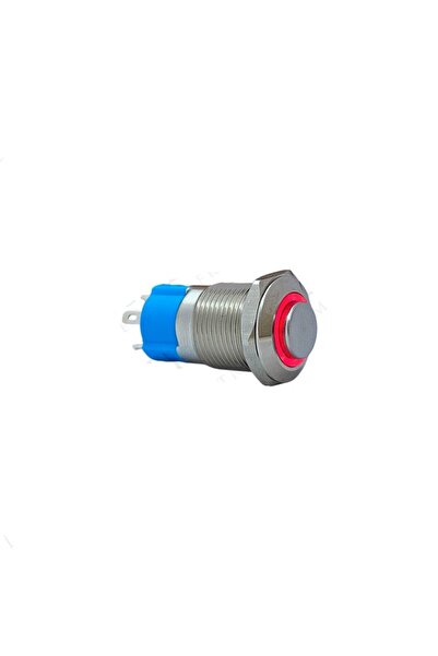 BuharaElektronik 12MM KALICILI LEDLİ METAL BUTON - 1NO - IP67 - KIRMIZI