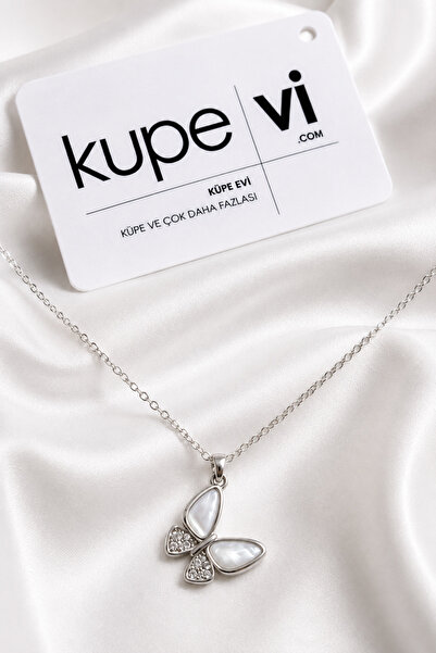 Küpevi Butterfly Figured Zircon Stone Stainless Steel Women's Necklace