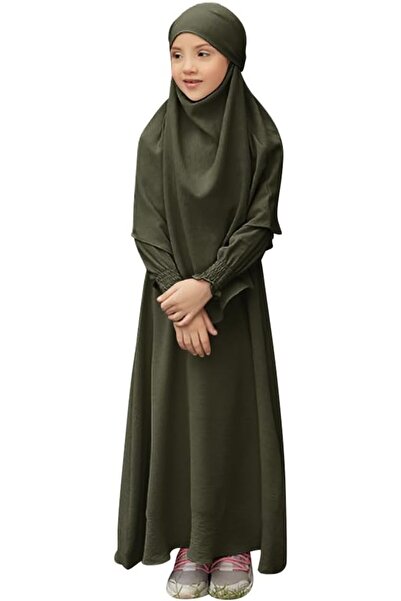 IDOPIP Muslim Dress for Girls Islamic Prayer Abaya Smocked Long Sleeve Kaftan...