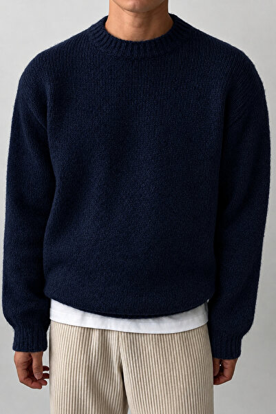 SERABLANKA Men's Oversize Turtleneck Knit Sweater – Comfortable Fit