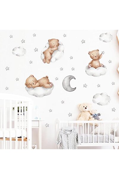EXCEFORE Blue Watercolor Elephant Wall Decals, Sweet Dream Sticker with Moon ...
