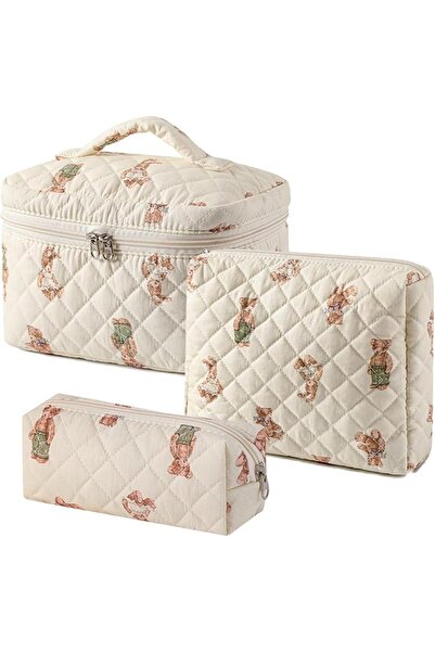 NALACAL Makeup Bag, 3 Pieces Large Floral Quilted Makeup Bags Set for Women, ...