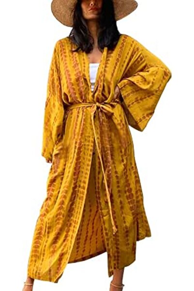 YouKD Summer Long Kaftan Dress Bohemian Roomy Beach Robe Cover Up Plus Size D...