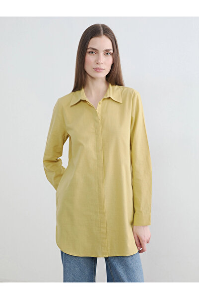 LC Waikiki Lcw modest green textured women's shirt tunic