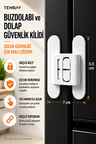 TEMBAY Çocuk Güvenlik Kilidi Buzdolabı ve Dolap Kilidi Güçlü Yapışkanlı