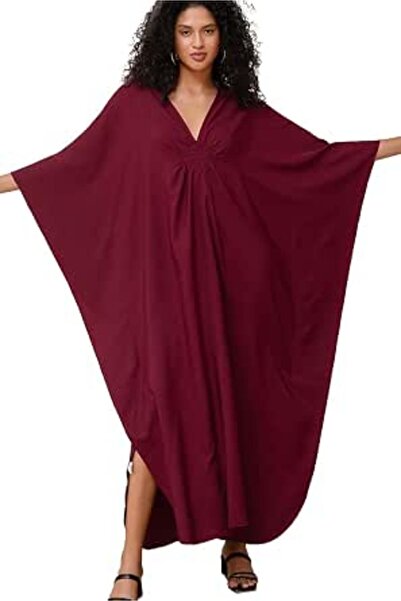 YouKD Women's Solid Color Bohemian Kaftan Dress Beach Cover Ups Plus Size Bat...