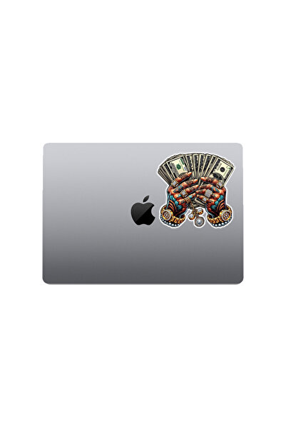 MegaSticker Money man hand sticker Araba, Motorsiklet, Kask, Laptop, Cam Sticker 13x12 Cm