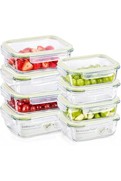 Generic Fresh Oven-Safe Glass Rectangular Food Container 8-Piece Set – Airtig...