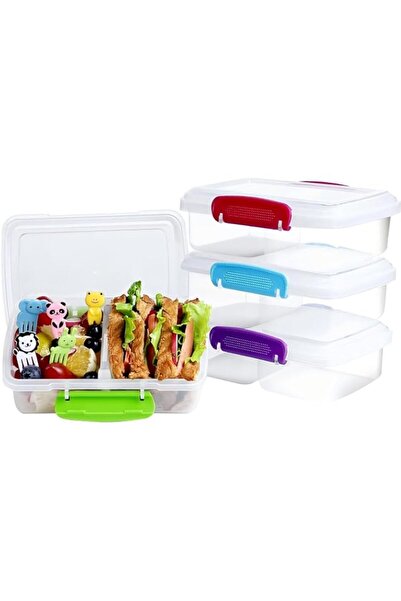 Generic Pack Plastic Snack Containers with Lids, Reusable 2 Compartment Small...