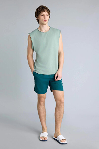 DeFacto B7255Axgn1040 Green Regular Fit Mesh Lined Short Length Swim Shorts