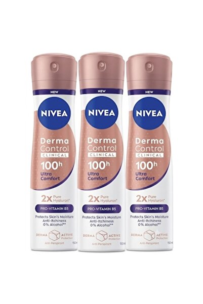 NIVEA Set de 3 x Spray antiperspirant Derma Control Clinical Ultra Comfort, 1...