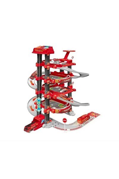Toy Σετ πάρκινγκ 5 επιπέδων με ηχητικά εφέ, 50x8x37 εκ., Κόκκινο