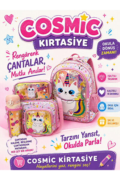 cosmic kırtasiye Chimola Cat Set School Bag