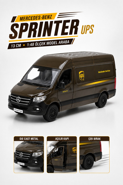 YILDIRIM OYUNCAK Die Cast Mercedes Benz Sprinter UPS Kargo Arabası 13cm – 1:4...