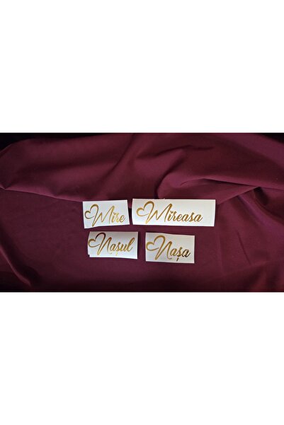 Divart Studio Set 4 Stickere Autocolante pentru Pahare Nuntă - "Mire, Mireasă...