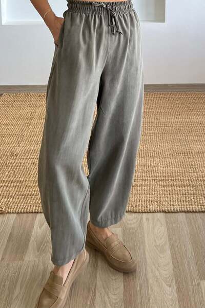 butikhola Md Khaki Elastic Waist Tensel Shalwar Trousers