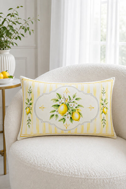 HOMESSA Pastel Yellow Lemon 2-Piece Throw Pillow Cover 35X55 cm