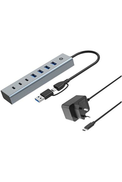 CONCEPTRONIC Διανομέας USB 3.2 7 Θυρών με σύνδεση USB-A / USB-C, Ασημί, Κωδικ...