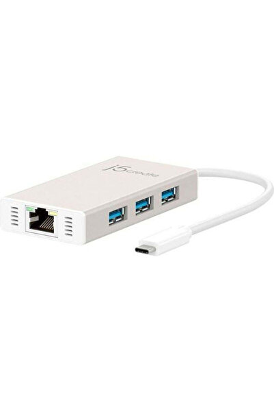 j5create Διανομέας USB 4 Θυρών USB 3.1 με σύνδεση USB-C και Ethernet, Λευκό, ...