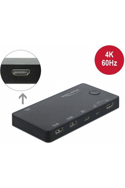 DELOCK 11477 Διακόπτης KVM και Δεδομένων με USB
