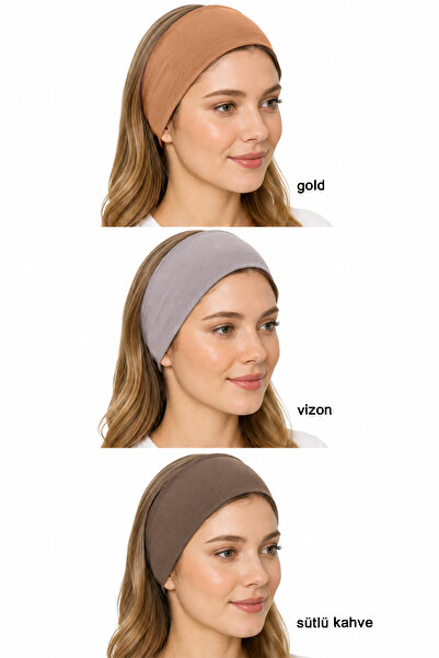 A8 Kurumsal Hizmetler 3'lü Silikonlu Kaymaz Bandana Seti - Gold, Vizon, Sütlü...