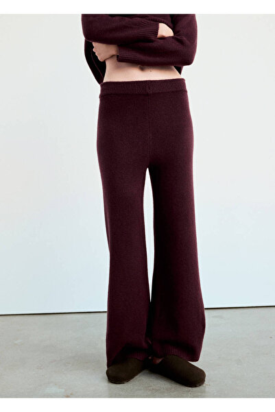 MANGO Woman Wide leg triko pijama pantolon