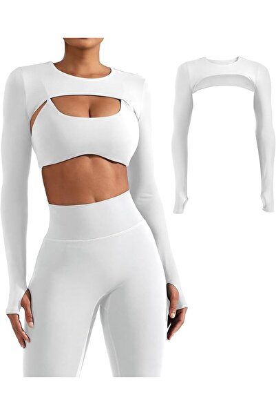 GENERAL YEOREO Women Crop Top Long Sleeve Bolero Open Front Workout Cropped S...